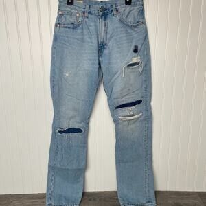 LEVI'S STRAIGHT LEG JEANS PHANTOM DX DESTRUCTED HEMP JEANS W31 L34 551Z